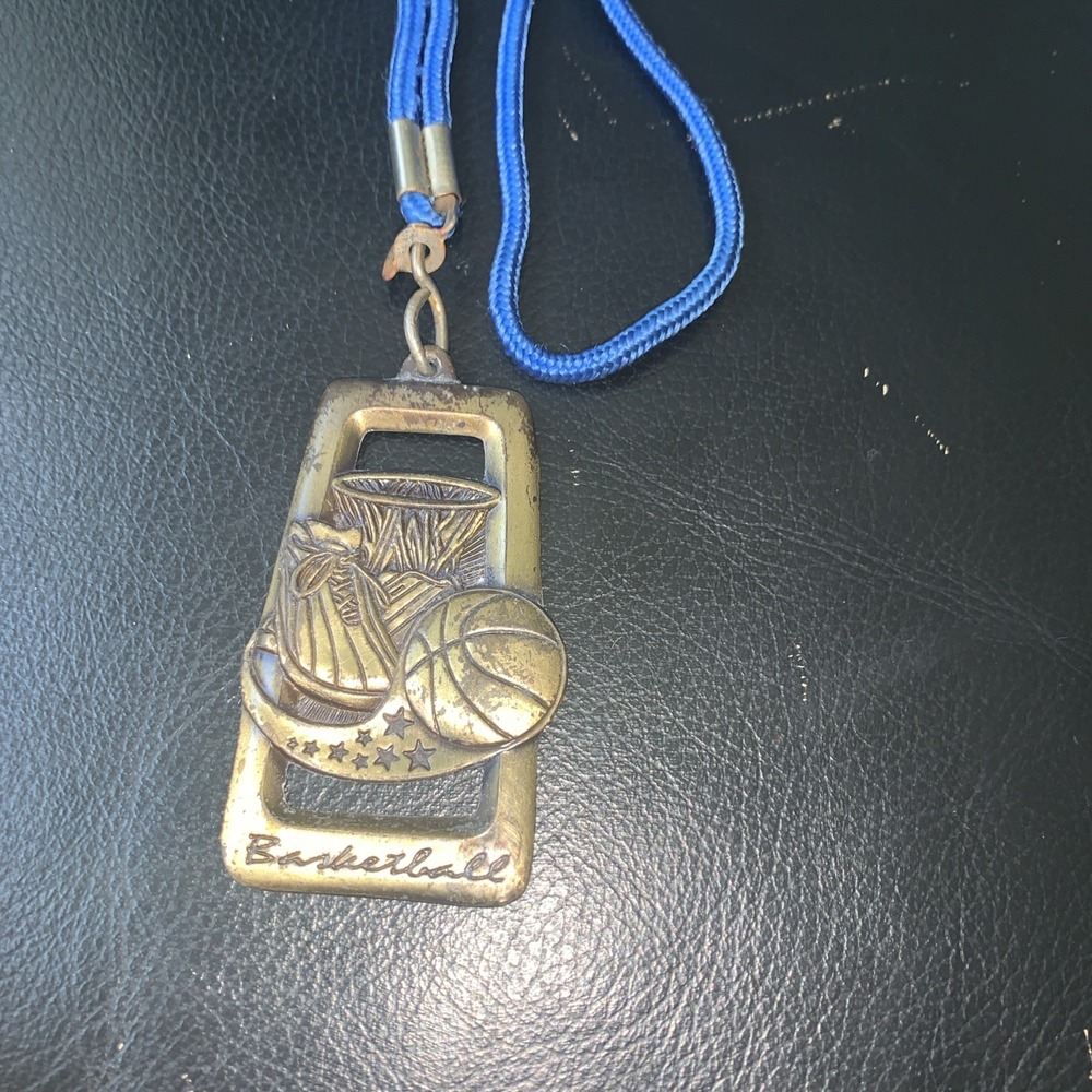 Vintage Basketball Sports Medal Brass MAA 2008 Award with Blue Lanyard